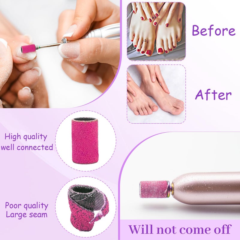 METEOROCK Pink Sanding Bands for Nail Drill 200 Pcs, 180 Grit Sanding Bands for Nail, Nail Sanding Bands for Natural Nails, Professional Fine Sanding Bands for Nail with 3/32 Inch Nail Drill Bit for Pedicures - Image 4